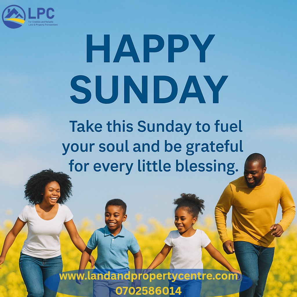 LandPropertyCnt's tweet photo. Happy Sunday!
Take a moment today to fuel your soul, count your blessings, and cherish your loved ones.
Make every Sunday a step toward your dreams.

👉 Visit: https://t.co/Z4GYFuihMY
📞 Call us: 0702586014

#HappySunday #GratefulHeart #FamilyTime #SundayVibes #LPCMoments https://t.co/vgmbMPV0pf