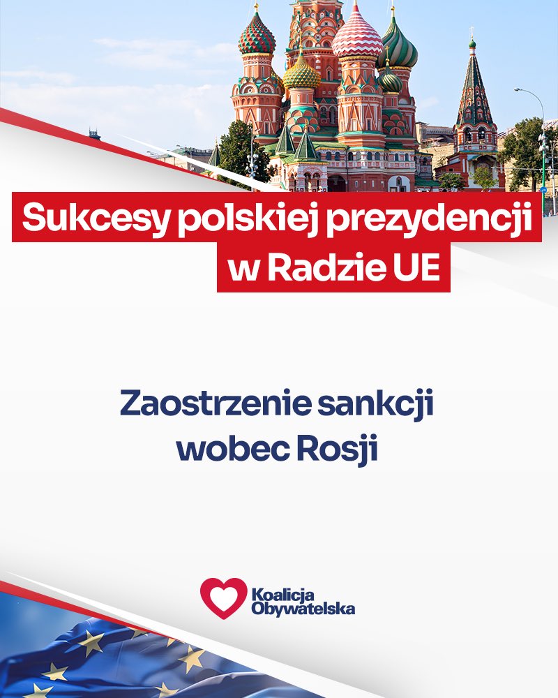 Polska prezydencja w Radzie UE to m.in. zaostrzenie sankcji wobec Rosji❗️✌🏻🇵🇱🇪🇺
