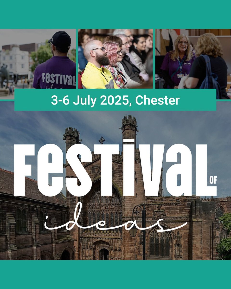 If you’re looking for something free to do next weekend, join us at the Festival of Ideas!

Events include a family fun day, an ocean dome exhibition at Chester Cathedral, and an incredible range of fabulous speakers and events across the city.

Book here: festivalofideas.chester.ac.uk