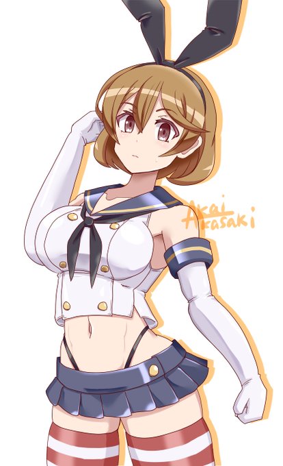 「暑いので、オッボに島風服を着てもらおうか」という即興ラフ描くつもりが、結構ぐりぐり塗ってしまった奴── 