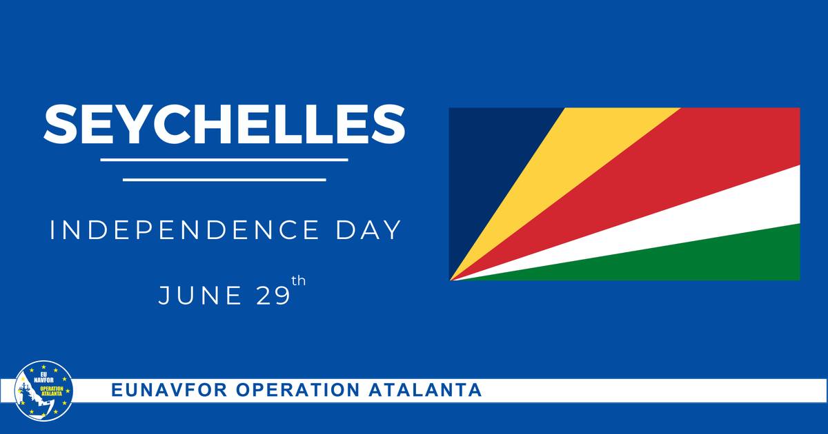 EUNAVFOR's tweet image. 🇪🇺 #OperationATALANTA wants to congratulate the people of Seychelles 🇸🇨 on their Independence Day.
@EUAmbMauritius @SeyDefence
#MoreThanShips