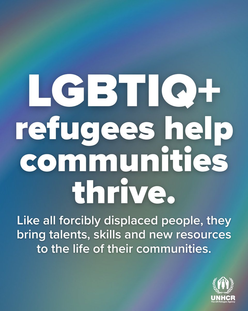 Happy #Pride!
 
We celebrate all refugees, including LGBTIQ+ refugees, and the vital contributions they make to communities everywhere.
 
Today and every day, we stand in solidarity with LGBTIQ+ people forced to flee around the world.