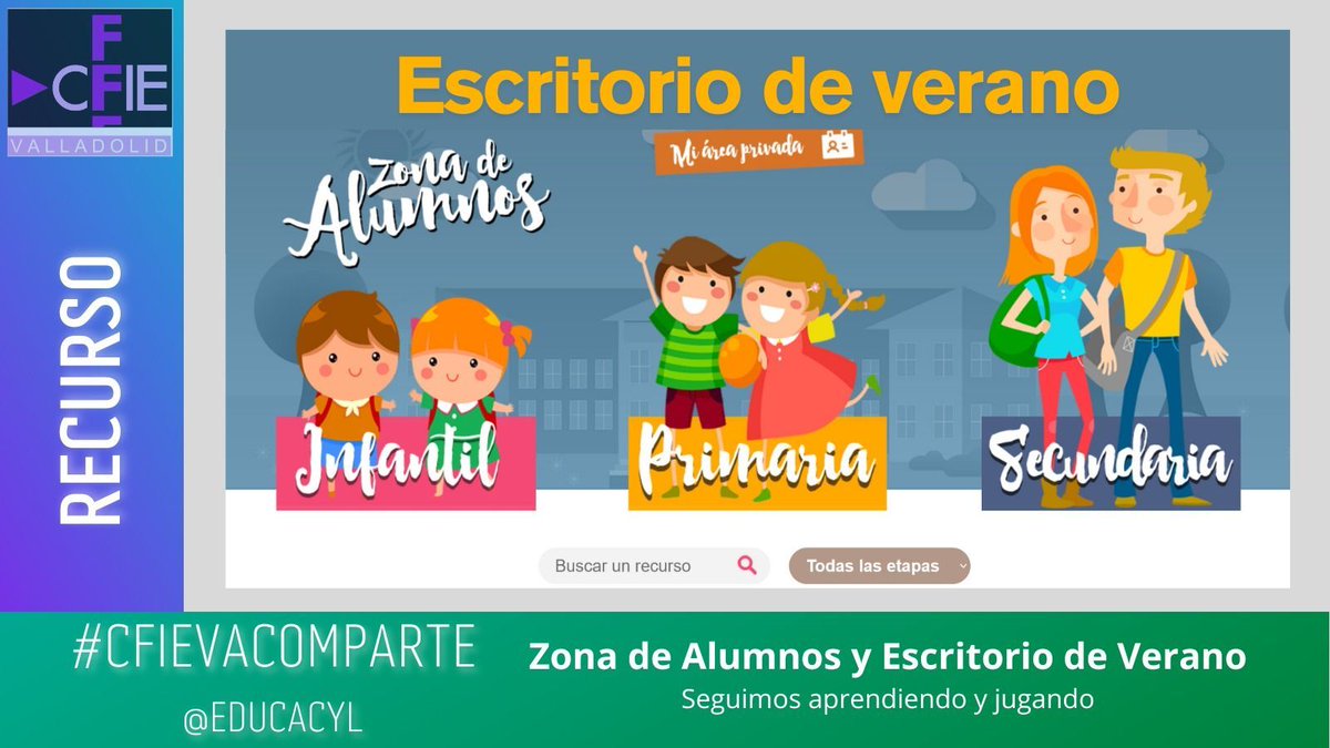 Llega el verano ☀️ y muchos se despiden del cole y del insti 🏫... pero no del aprendizaje!

En la  Zona de Alumnos de <a href="/educacyl/">Educación JCyL</a>, los estudiantes pueden explorar, repasar y divertirse 😉

➡️ tinyurl.com/2236w6uw

#CFIEVaComparte