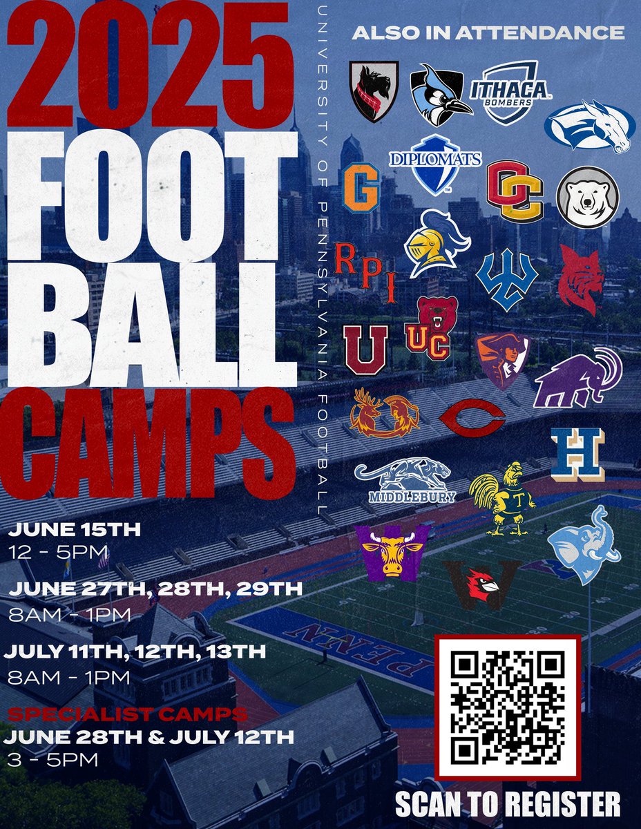 Excited to attend <a href="/PennFB/">Penn Football</a> camp today to work on sharpening my skills!!! 🏈 <a href="/CBEastFootball/">Central Bucks EAST Football</a>