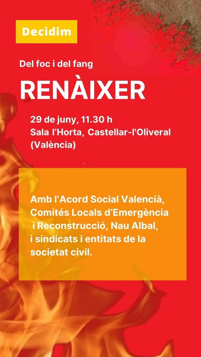 De gom a gom a la Sala l'Horta 
No volem ser una colònia 
Del foc i del fang RENÀIXER!
Guanyarem!