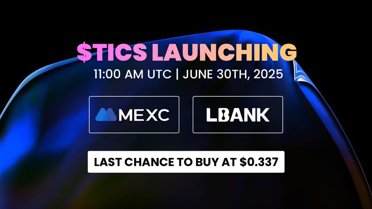Qubetics is officially listing $TICS on MEXC and LBank, expanding access across global markets. Trading goes live June 30 at 11:00 AM UTC.

With the public sale closing just hours before the listing, this is your final opportunity to participate at the fixed price of $0.337.

📖