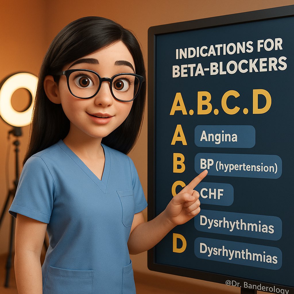 Dr_Banderology's tweet photo. INDICATIONS FOR
BETA-BLOCKERS ⚕️ https://t.co/EpFw3uS8QW