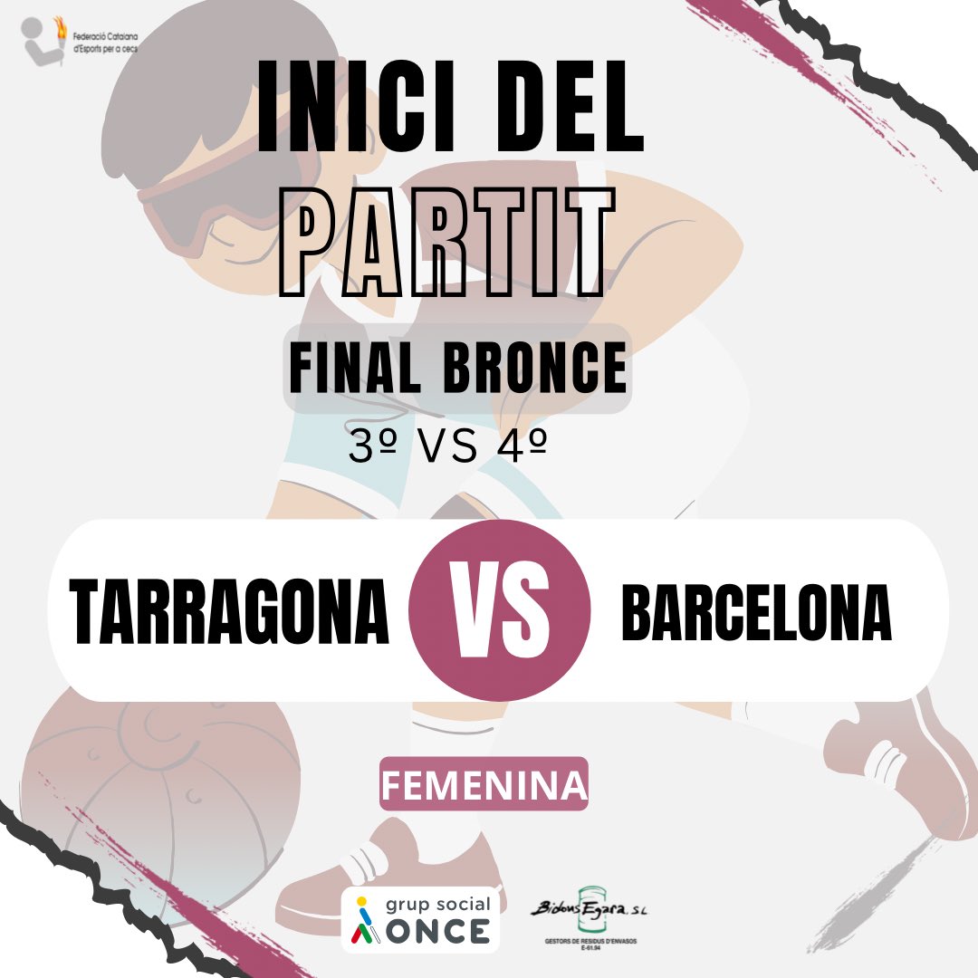 🥅COMENÇA EL PARTIT! 

FINAL BRONCE! 

TARRAGONA 🆚 BARCELONA! 

Molta sort als dos equips!