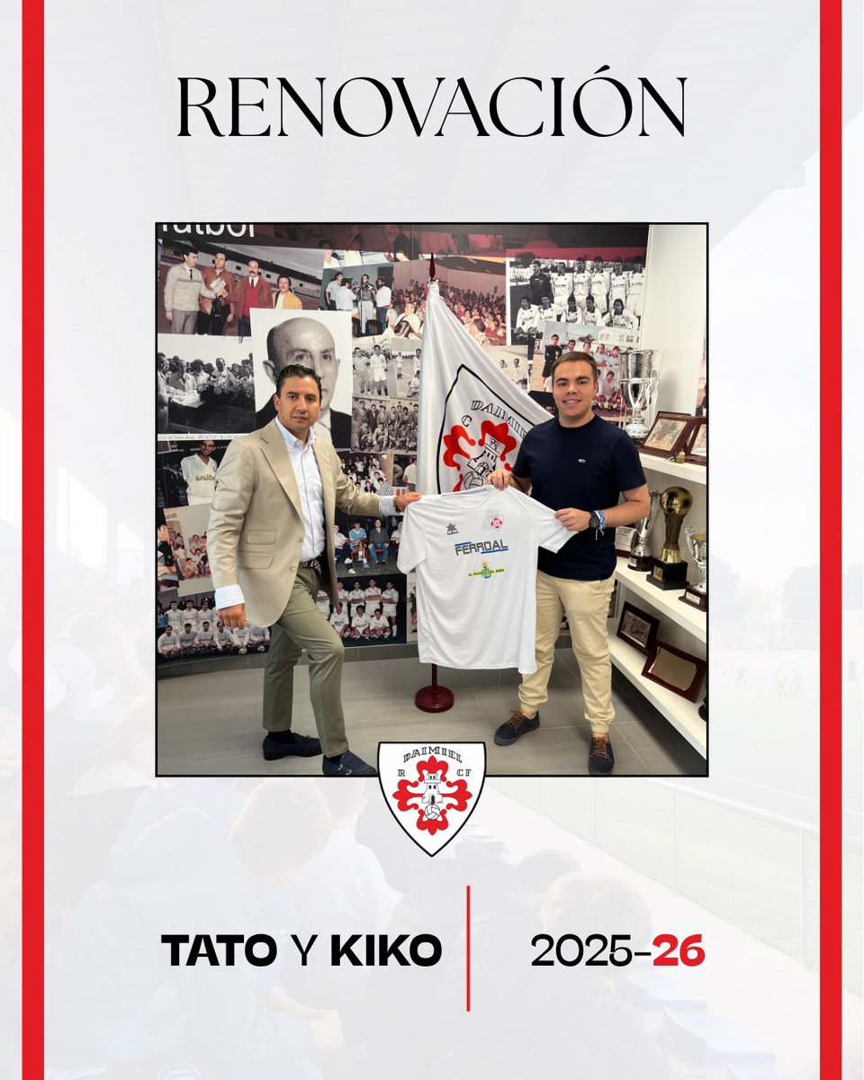 🚨 𝙊𝙁𝙄𝘾𝙄𝘼𝙇 | 𝙋𝙍𝙀𝙁𝙀𝙍𝙀𝙉𝙏𝙀 𝘾𝙇𝙈 🚨

 ✅ ℝ𝔼ℕ𝕆𝕍𝔸ℂ𝕀𝕆ℕ cuerpo técnico:

👤 <a href="/EntrenadorTato/">Tato Giménez</a> 🤝 <a href="/daimielrcf/">Daimiel Racing C.F.</a>

👤 <a href="/kikouch_98/">Kiko García</a> 🤝 <a href="/daimielrcf/">Daimiel Racing C.F.</a> 

#PreferenteCLM