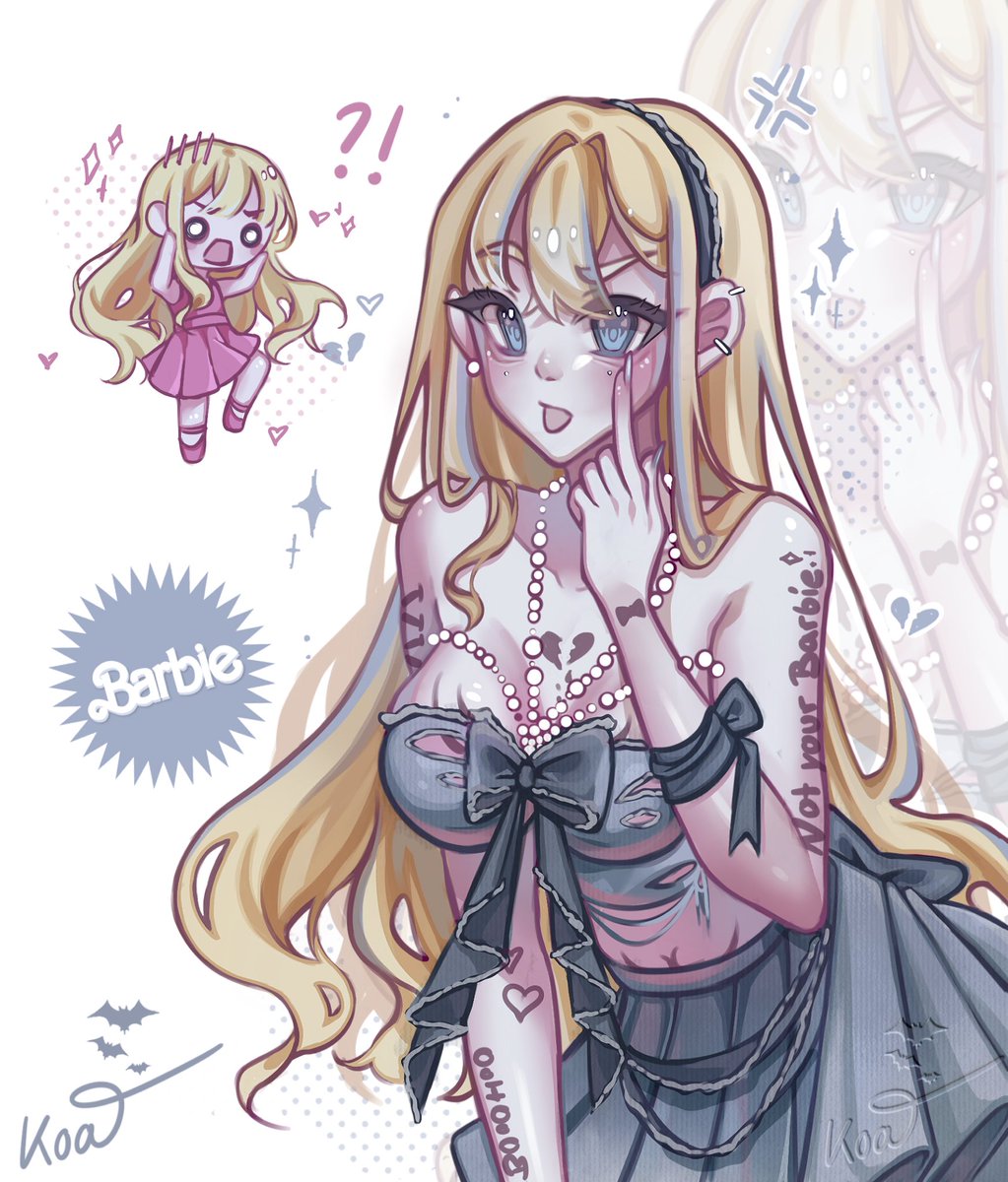 barbie if she would be into tattoos and piercings + attitude💅 

this idea was inspired by @/emiroll_art 

#barbie #aestheticart #cuteart #vgen #vgencomm #goth #tattoo #procreate #arttrend #trending #digital #challenge #animebarbie