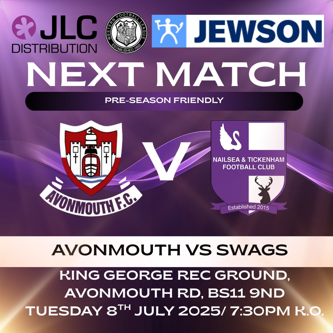 NandTFC (@nandtfc) on Twitter photo We kick off with our first pre-season friendly against Avonmouth at the King George Rec Ground!
Come and show your support for the Swags on Tuesday 8th July K.O. 7:30pm.
UTS๐๐ค
<a href="/nailseapeeps/">Nailsea People</a> <a href="/swsportsnews/">South West Sports News</a> We kick off with our first pre-season friendly against Avonmouth at the King George Rec Ground!
Come and show your support for the Swags on Tuesday 8th July K.O. 7:30pm.
UTS๐๐ค
<a href="/nailseapeeps/">Nailsea People</a> <a href="/swsportsnews/">South West Sports News</a>