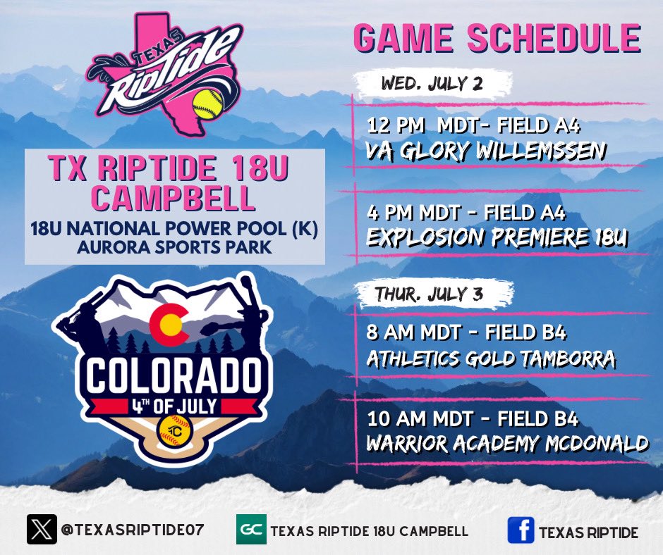 Colorado Schedule! <a href="/TxRiptide07/">TEXAS RIPTIDE</a>