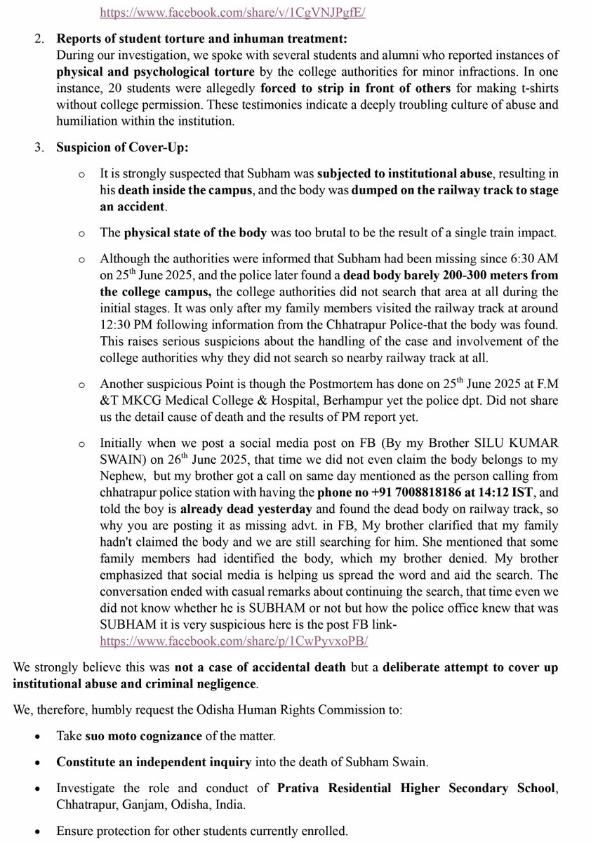 swain_sand's tweet photo. 🚨 Justice for Subham Swain 🚨
A bright student found dead on railway tracks on June 25, 200m from college campus. Brutal injuries, no CCTV, no security. Suspicious torture and humiliation in the hostel. Was it an accident? We need answers. @HRCOdisha @India_NHRC @CMO_Odisha https://t.co/lIYIWaHU8s