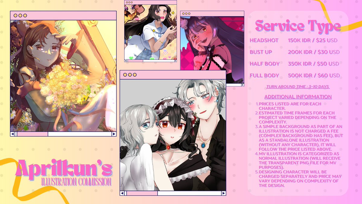 aprilkun13's tweet photo. Hello! I'm April and I do Anime style illustration cmsn. Here is a 🧵 of my cmsn sheet
#commissionsopen https://t.co/cxeGyQkNHS