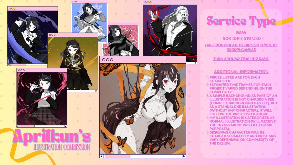 aprilkun13's tweet photo. Hello! I'm April and I do Anime style illustration cmsn. Here is a 🧵 of my cmsn sheet
#commissionsopen https://t.co/cxeGyQkNHS