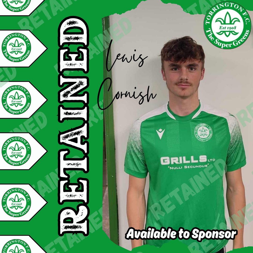 Torrington FC (@torringtonfc) on Twitter photo RETAINED
We keep the highly talented Lewis Cornish in our ranks for the 25/26 season
#supergreens
Lewis is available to be sponsored.
If you'd like more information, please email: ag@torringtonafc.co.uk RETAINED
We keep the highly talented Lewis Cornish in our ranks for the 25/26 season
#supergreens
Lewis is available to be sponsored.
If you'd like more information, please email: ag@torringtonafc.co.uk