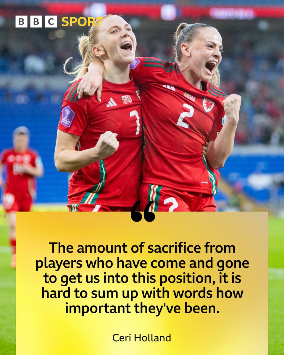 Wales' women are making history, having reached a first major tournament with their own ethos: For us, for them, for her 🙌

#BBCFootball