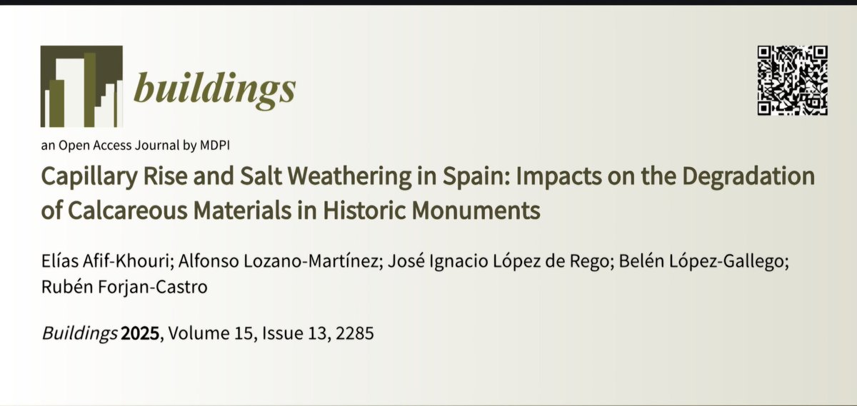Today we published a paper on a different topic from our usual topic “Capillary Rise and Salt Weathering in #Spain: Impacts on the Degradation of Calcareous Materials in #Historic #Monuments.” 
<a href="/Buildings_MDPI/">Buildings</a> <a href="/uniovi_info/">Universidad Oviedo</a> <a href="/IndurotUniovi/">Indurot</a> #science <a href="/EPMieres/">EPMieres</a>
mdpi.com/2075-5309/15/1…