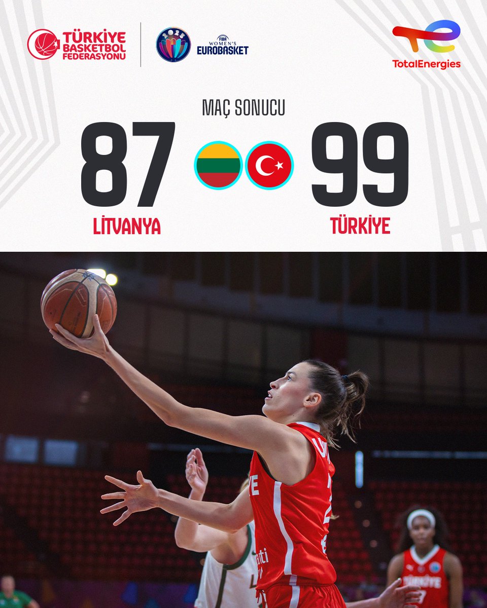 TBF (@tbf) on Twitter photo TEŞEKKÜRLER POTANIN PERİLERİ! 🇹🇷
FIBA 2025 Kadınlar Avrupa Şampiyonası sıralama müsabakasında Litvanya karşısında 99-87’lik skorla kazanan A Kadın Milli Takımımız, turnuvayı 7. sırada tamamlayarak FIBA 2026 Kadınlar Dünya Kupası Elemeleri biletini aldı.
<a href="/te_istasyonlari/">TotalEnergies İstasyonları</a> TEŞEKKÜRLER POTANIN PERİLERİ! 🇹🇷
FIBA 2025 Kadınlar Avrupa Şampiyonası sıralama müsabakasında Litvanya karşısında 99-87’lik skorla kazanan A Kadın Milli Takımımız, turnuvayı 7. sırada tamamlayarak FIBA 2026 Kadınlar Dünya Kupası Elemeleri biletini aldı.
<a href="/te_istasyonlari/">TotalEnergies İstasyonları</a>