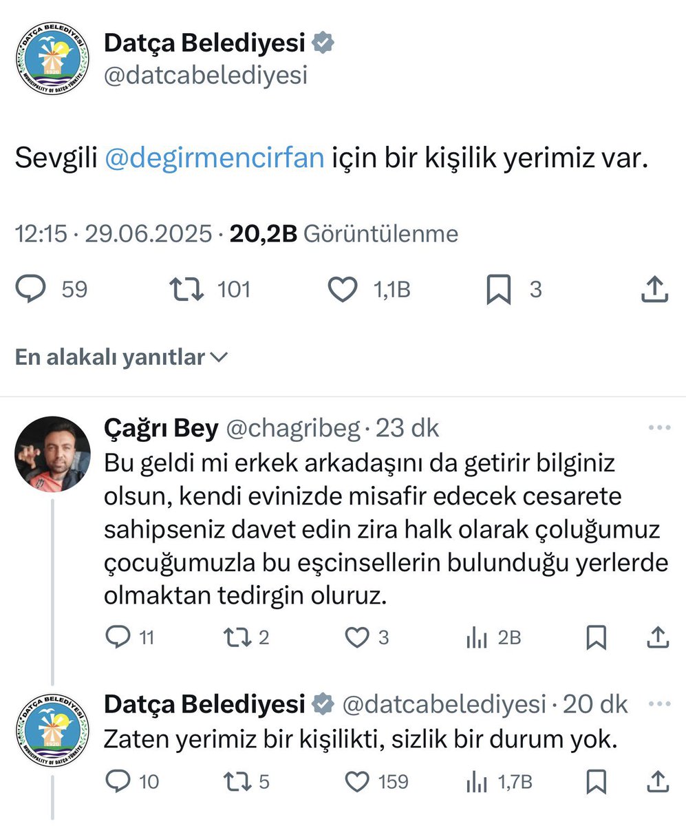 Datça Belediyesi resmi hesabından yapılan paylaşımlar: