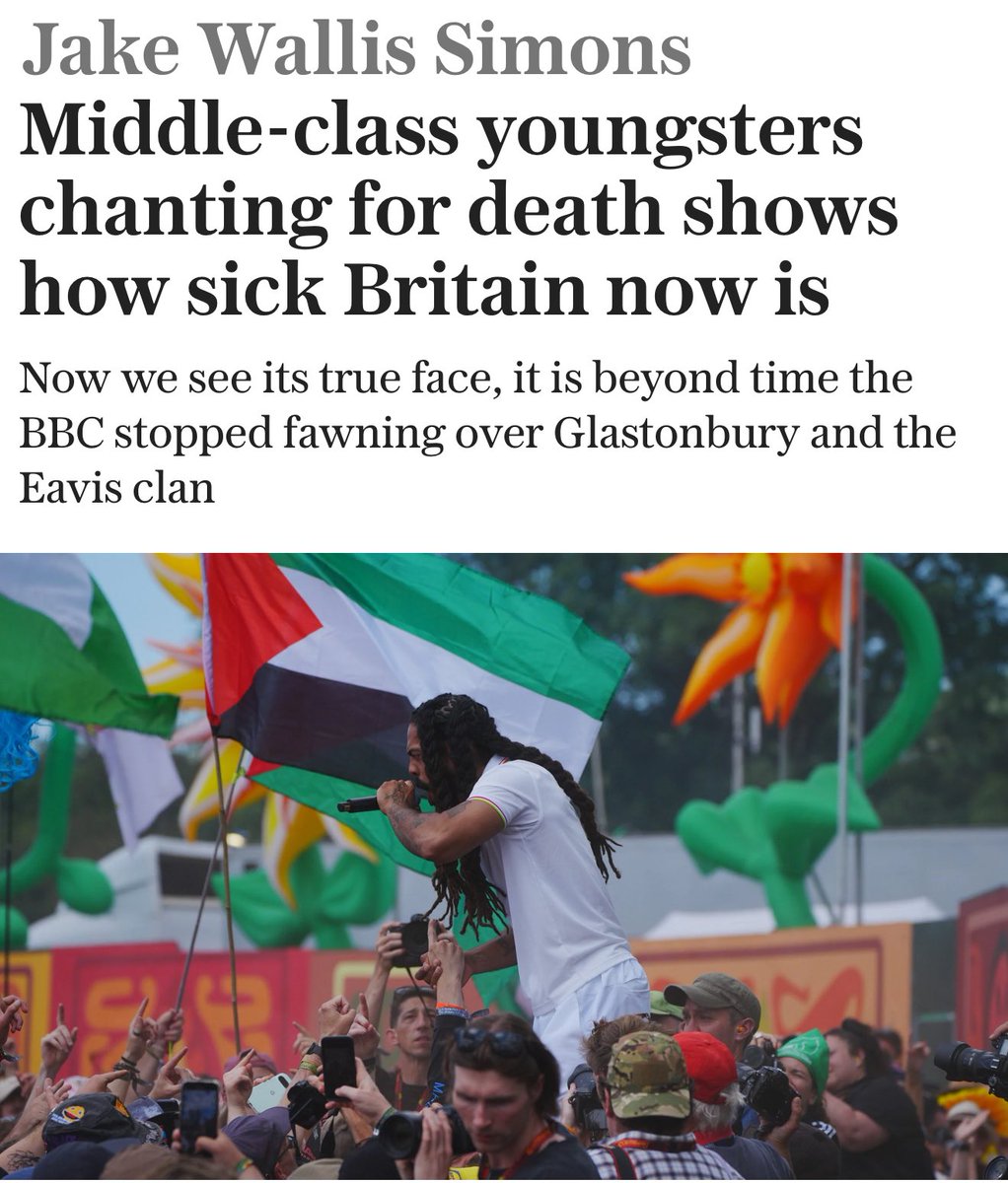 JACK ANDERTON (@jackguyanderton) on Twitter photo Middle class Zoomers were not the crowd watching Bob Vylan. <a href="/JakeWSimons/">Jake Wallis Simons</a>
It skewed middle aged and millennial.
Middle class Zoomers are there to have fun, not chant about foreign conflicts. Middle class Zoomers were not the crowd watching Bob Vylan. <a href="/JakeWSimons/">Jake Wallis Simons</a>
It skewed middle aged and millennial.
Middle class Zoomers are there to have fun, not chant about foreign conflicts.