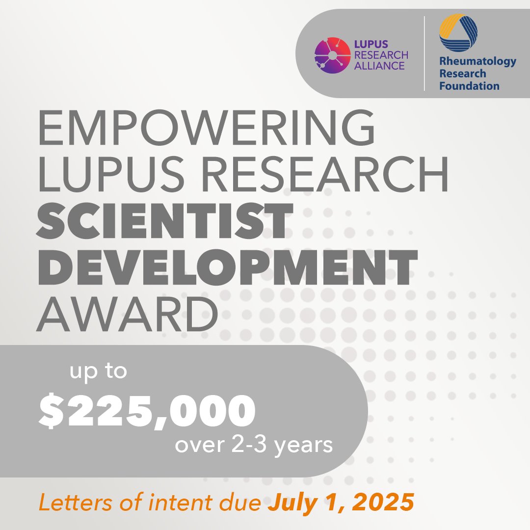 Are you an early-career scientist or junior investigator committed to a career in rheumatology and lupus research?

The LRA/RRF Empowering Lupus Research Partnership is now accepting applications for funding that supports innovative, transformative lupus research.

This is your