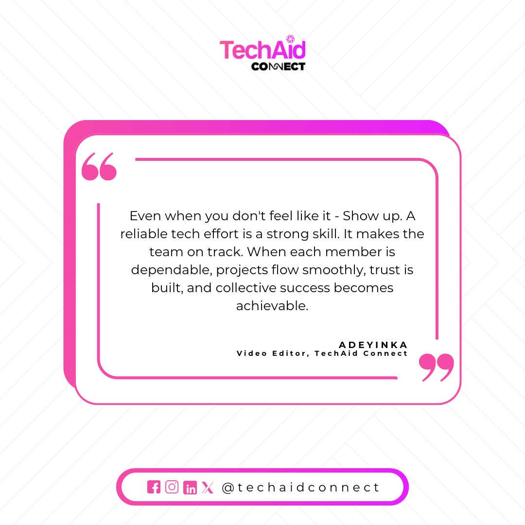 TechAidConnect's tweet image. Teams are like engines🔧, every part must fire, especially on rough days.
Your reliability isn’t just about YOU, it’s the oil that keeps everything running. Show up! Even when you don’t spark.
Share with us how you push through below.
#TeamworkMakesTheDreamWork #UnseenHero