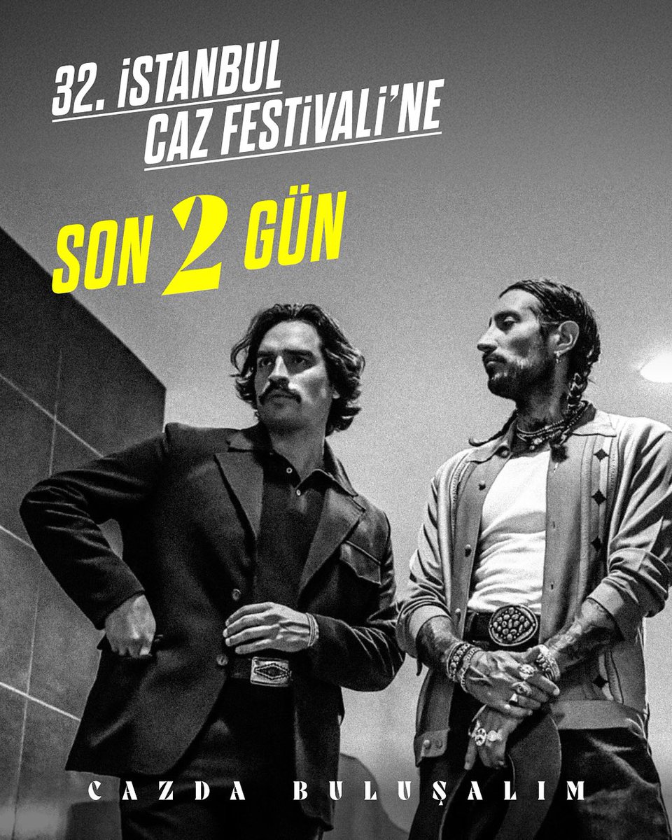 İstanbul Caz Festivali (@istanbulcazfest) on Twitter photo Festivale SON 2 GÜN 🙌
Hermanos Gutiérrez 2 Temmuz’da sahnede!
Latin gitarının büyüsünü ilk kez Türkiye’de büyük bir konserle yaşatacak olan bu eşsiz ikili, 32. İstanbul Caz Festivali’nde müziğin kalbine dokunacak.
💫 <a href="/harbiyeacikhava/">Harbiye Açıkhava</a>
📅 2 Temmuz Çarşamba
🎸Kapı Açılışı: 20.00 Festivale SON 2 GÜN 🙌
Hermanos Gutiérrez 2 Temmuz’da sahnede!
Latin gitarının büyüsünü ilk kez Türkiye’de büyük bir konserle yaşatacak olan bu eşsiz ikili, 32. İstanbul Caz Festivali’nde müziğin kalbine dokunacak.
💫 <a href="/harbiyeacikhava/">Harbiye Açıkhava</a>
📅 2 Temmuz Çarşamba
🎸Kapı Açılışı: 20.00