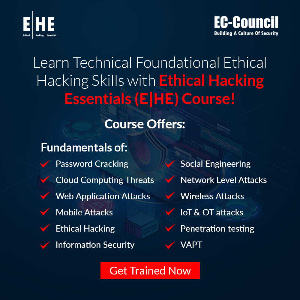 CodeRed_Pro's tweet image. Enroll in the #EthicalHackingEssentials course and experience hands-on learning in #EthicalHacking and #InformationSecurity. Designed for individuals to begin #CybersecurityCareers, #EHE provides in-demand #TechnicalSkills. Register now: buff.ly/48tcmJ3 
#ECCouncil…