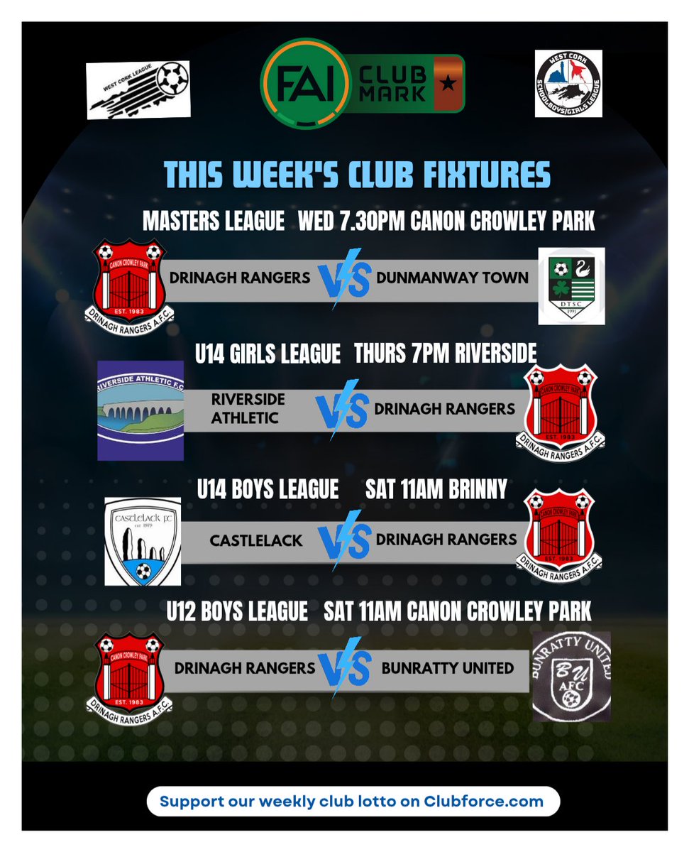 🔴⚫️ This week's club fixtures 🔴⚫️