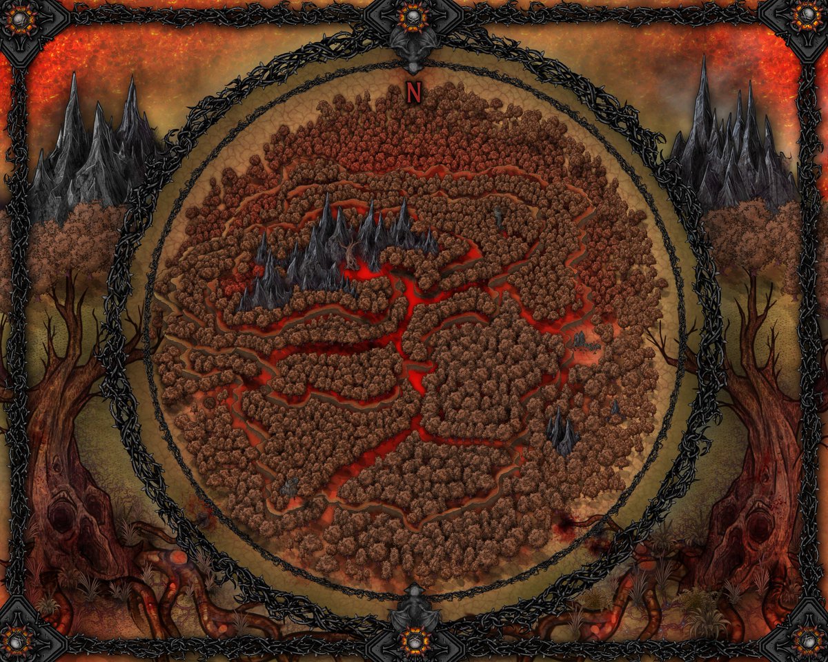 The Blood Forest. A bloody Arboretum where only the dead survive.....
Inspired by the the <a href="/inkarnaterpg/">Inkarnate</a>  monthly map prompt event.
#fantsaymap #dnd5e #ttprg #worldbuilding