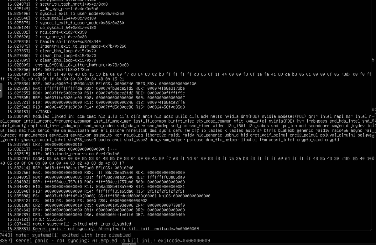 아 우분투 24 서버 강종했다가
Swapfile 참조 메모리 오류 터져서 커널 패닉 났었네.
root 쉘로 swap 밀어버리고 복구하긴 했는데 식겁했네용~