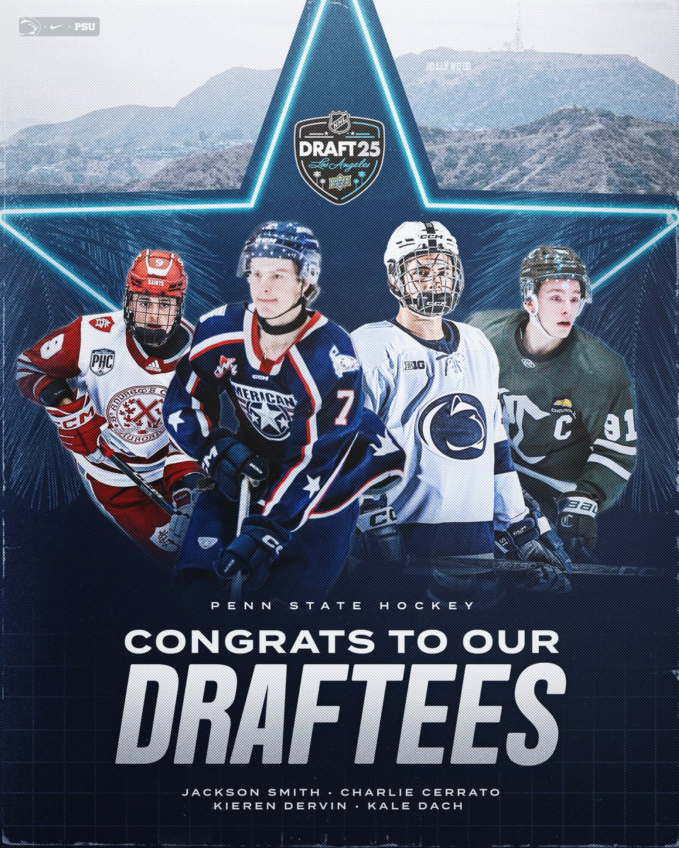 PennStateMHKY's tweet image. Congrats to our current, incoming and future Nittany Lions selected in the 2025 #NHLDraft this weekend!! 🏒 ⭐️ 🦁 

#WeAre #HockeyValley