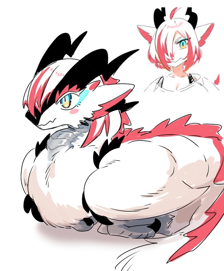 Newメスドラ形態の白赤竜しろふわ(OC) 