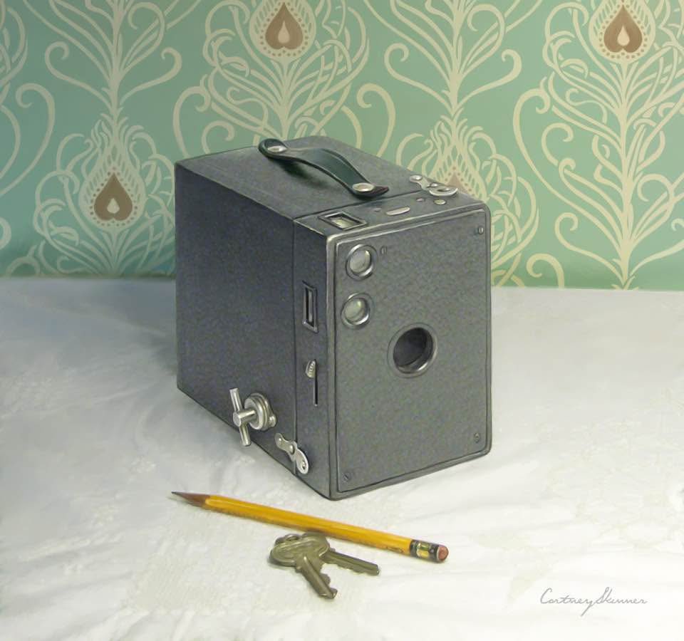 It’s National Camera Day! Here’s my painting of an early 1900s Kodak.