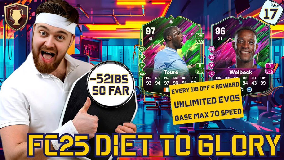 cabzz22's tweet photo. ⚠️ NEW VIDEO ⚠️

Check out the new episode of the Diet to Glory, my FC25 series where my real life weight loss impacts my FC25 team - https://t.co/yFjkvGosVl

#fc25 #fut #eafcpacks #futchamps #eafc #easportsfc25 #eafc25 #streamer #dieting #weightloss https://t.co/6GsKZDscUn