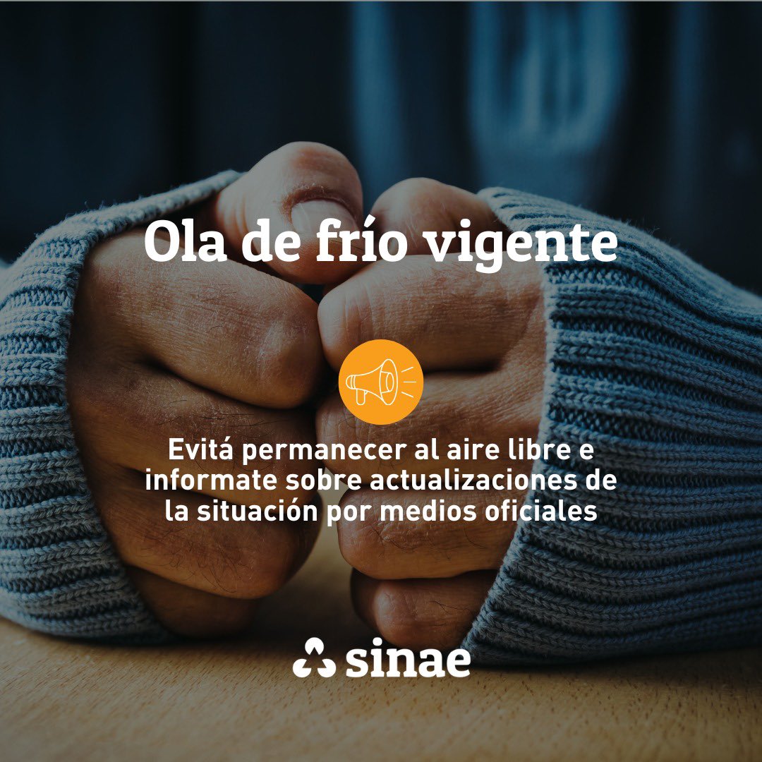 Hoy comienza la ola de frío, según @MeteorologiaUy 

🔸Es necesario tomar especiales precauciones para que nuestra salud no se vea afectada 

Recordá:
🪵Extremar cuidados con las estuas
🥣Consumir comidas y bebidas calientes

Mirá más recomendaciones en: acortar.link/1gBZak