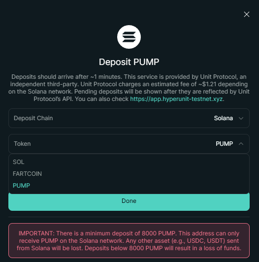 TRENCHES: Leaked <a href="/HyperliquidX/">Hyperliquid</a> testnet version shows deposit functionality for $PUMP @pumpdotfun
