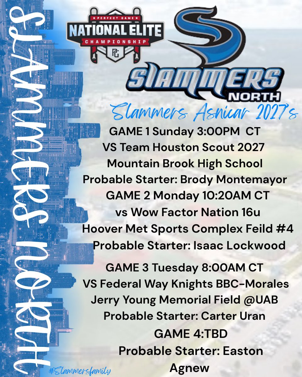 Slammers North (@slammersnorth) on Twitter photo Slammers Asnicar 2027 PG National Elite Schedule with probable starters: <a href="/PG_Scouting/">Perfect Game Scout</a> <a href="/PerfectGameUSA/">Perfect Game USA</a> <a href="/BASNICAR21/">Bryant Asnicar</a> <a href="/SlamsAD/">salaheddine lamsad</a> <a href="/SlammersNorth/">Slammers North</a> Slammers Asnicar 2027 PG National Elite Schedule with probable starters: <a href="/PG_Scouting/">Perfect Game Scout</a> <a href="/PerfectGameUSA/">Perfect Game USA</a> <a href="/BASNICAR21/">Bryant Asnicar</a> <a href="/SlamsAD/">salaheddine lamsad</a> <a href="/SlammersNorth/">Slammers North</a>