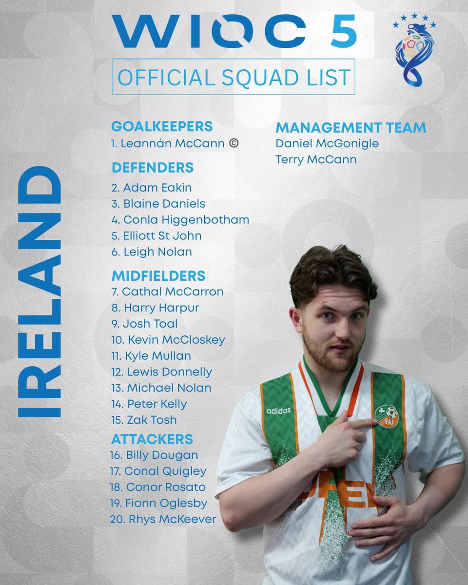 The squads are in!

Introducing the 20 man squad for Ireland 🇮🇪 

#WIOC5 #Liverpool #Football #Tournament #WorldCup #Community #Squads #Explore