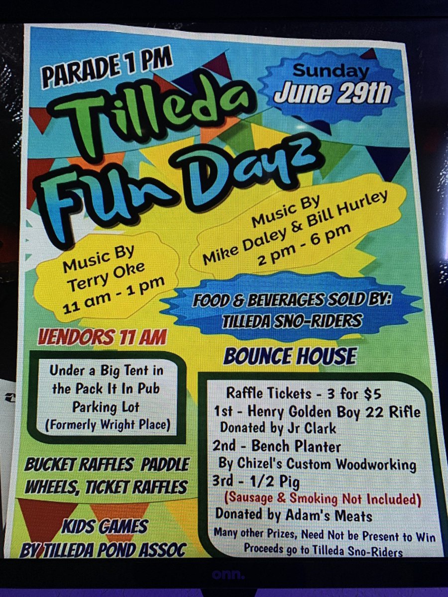 Today is the day!  Come on out for some fun, food, prizes, and music.  A great way to support the Tilleda Sno Riders snowmobile club and local community.