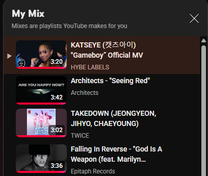 Youtube creating the craziest mix of all time for me