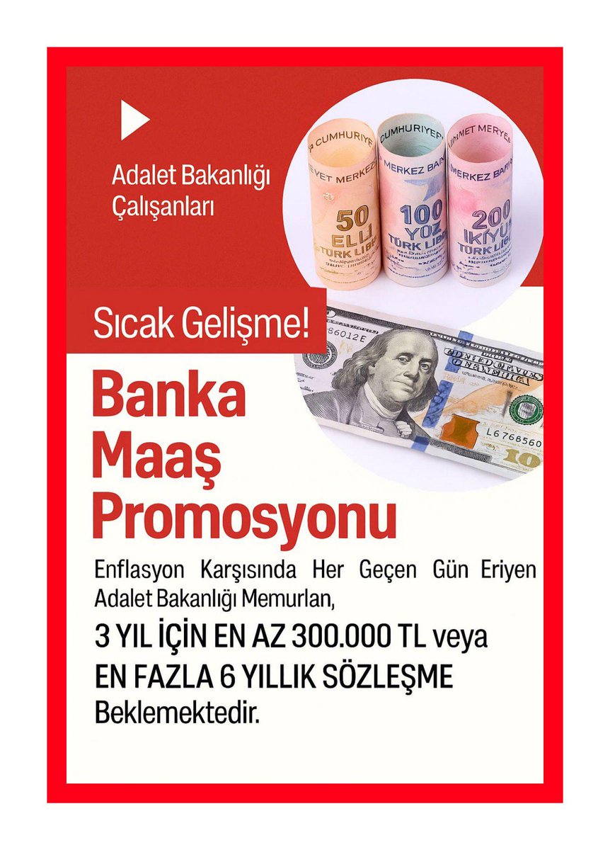 CezaeviSendika's tweet photo. @yilmaztunc 
@YakupMogul 
@ramazancan0071 
@VakifBank
@ziraatbankasi 
@isbankasi 
@qnbtr 
@Akbank 
@Halkbank 
Adalet Bakanlığı Maaş promosyonda harçlık istemiyoruz. 3 yıl için 300.000 Tl istiyoruz 
#PromosyondaAdalet https://t.co/d6IQ9qaslQ