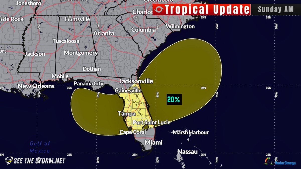 stsweathereye's tweet image. 🌀TROPICAL UPDATE: There's a large area that could see tropical development over the next 7 days. The good news is that it's only a 20% chance as of now, and anything that develops will likely not be of any concerning intensity.
We hope you coastal followers are ready for a…
