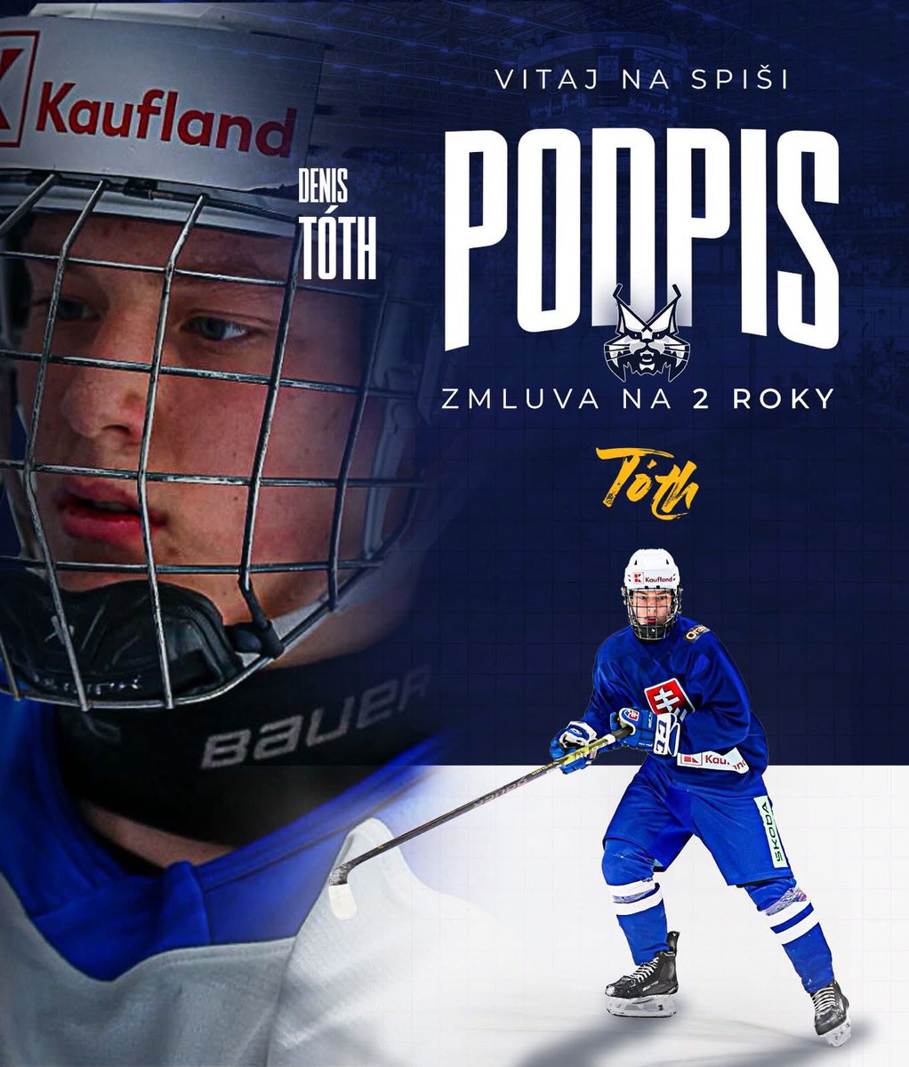 🟡🔵 Dres Spišskej Novej Vsi si oblečie v budúcej sezóne aj nádejný mládežnícky reprezentačný obranca Denis Tóth!

Ďalším novým členom nášho kádra je 16-ročný  Denis Tóth, ktorý je veľkým prísľubom do budúcna.