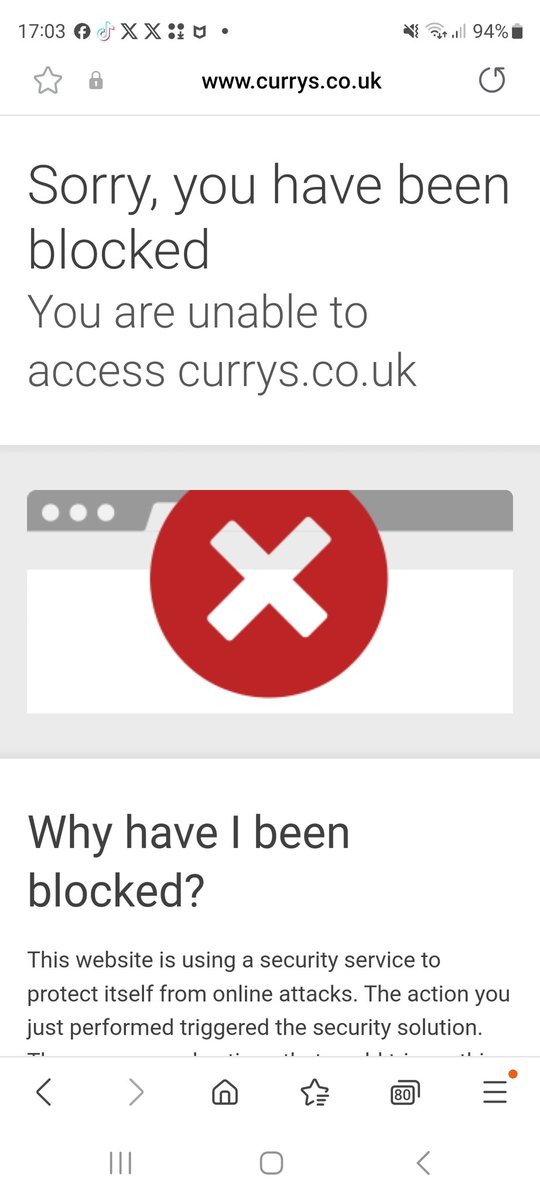 Kim_x0's tweet photo. @currys hi, I'm having problems accessing your website. It states to contact the website itself https://t.co/v7LWlmIVvw