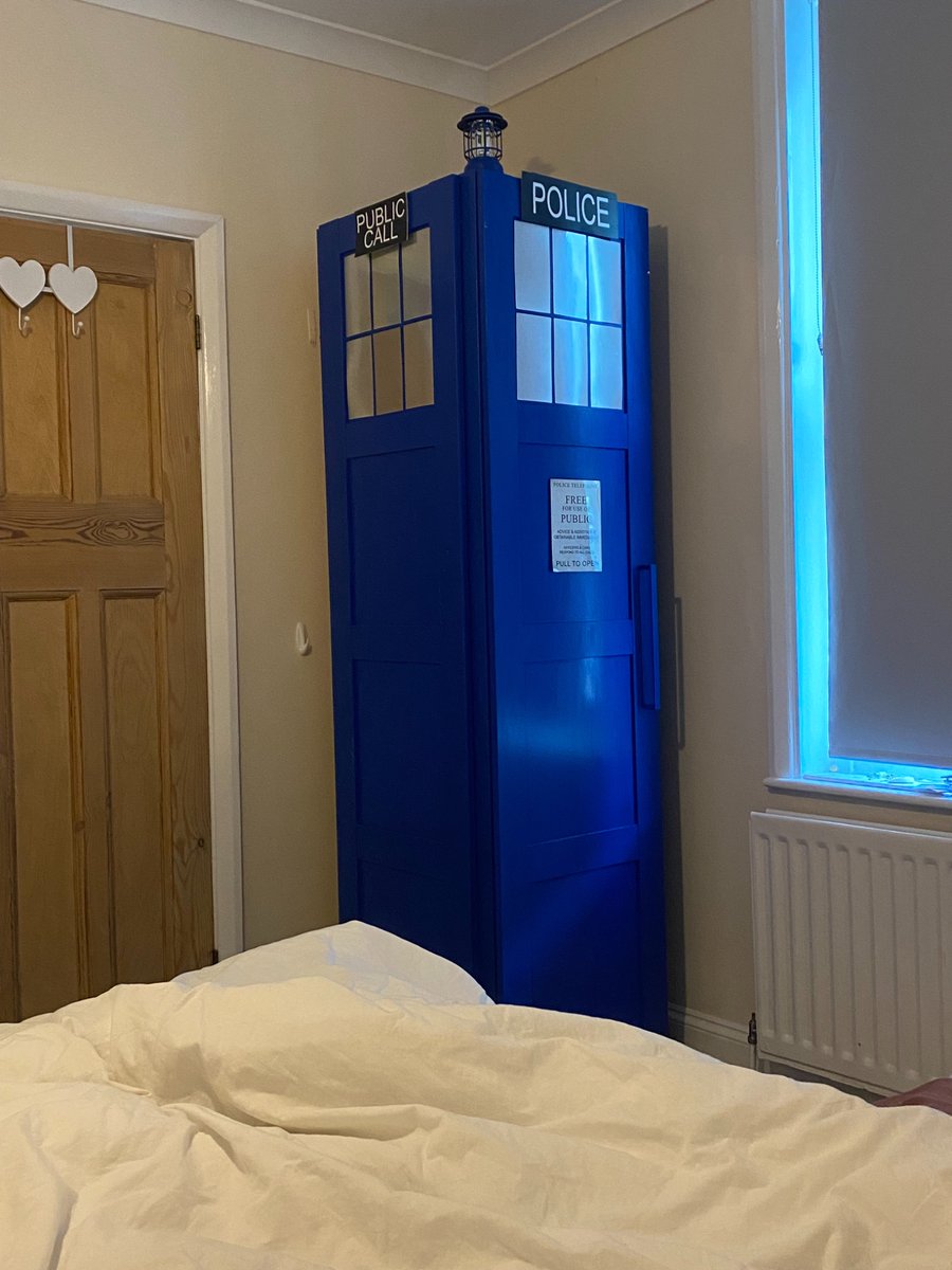 KatieWT1709's tweet photo. Today I woke up with a TARDIS in my bedroom!
It’s great for storage as it’s so much bigger on the inside 😀
#homemadetardis #adhdproject #tardis #tardiswardrobe
@bbcdoctorwho https://t.co/fwljxx5tux