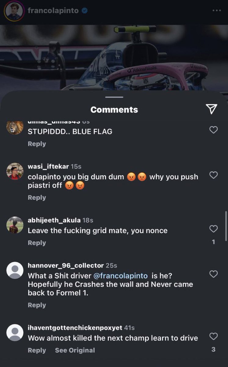 Espero q la @f1 y la <a href="/fia/">FIA</a> ahora hagan el mismo estamento q cuando los argentinos puteaban, no justificó a la gente de ninguna nacionalidad q haga esto pero depende de quien lo haga son las reprimendas!