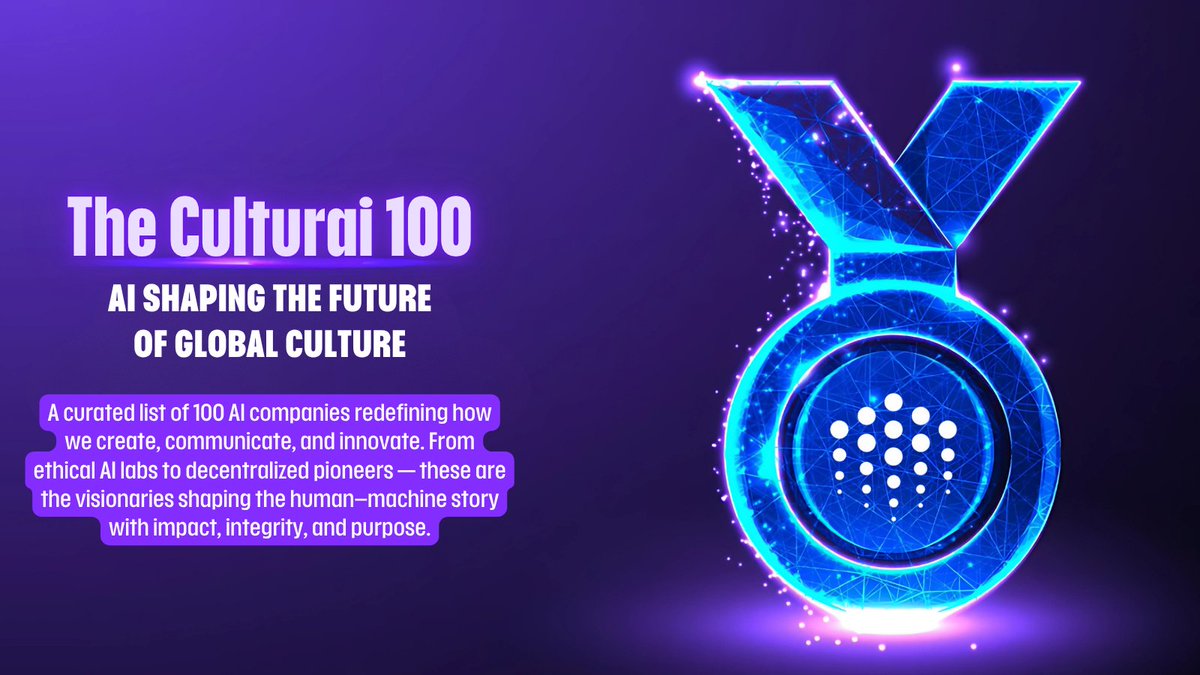 AI isn’t just code anymore. It’s becoming culture. It shapes how people create, connect, learn, and even dream. The question isn’t if AI will change the world. It’s how  and who leads that change. 🌍

That’s where The Culturai 100 steps in  a list of AI companies shaping the