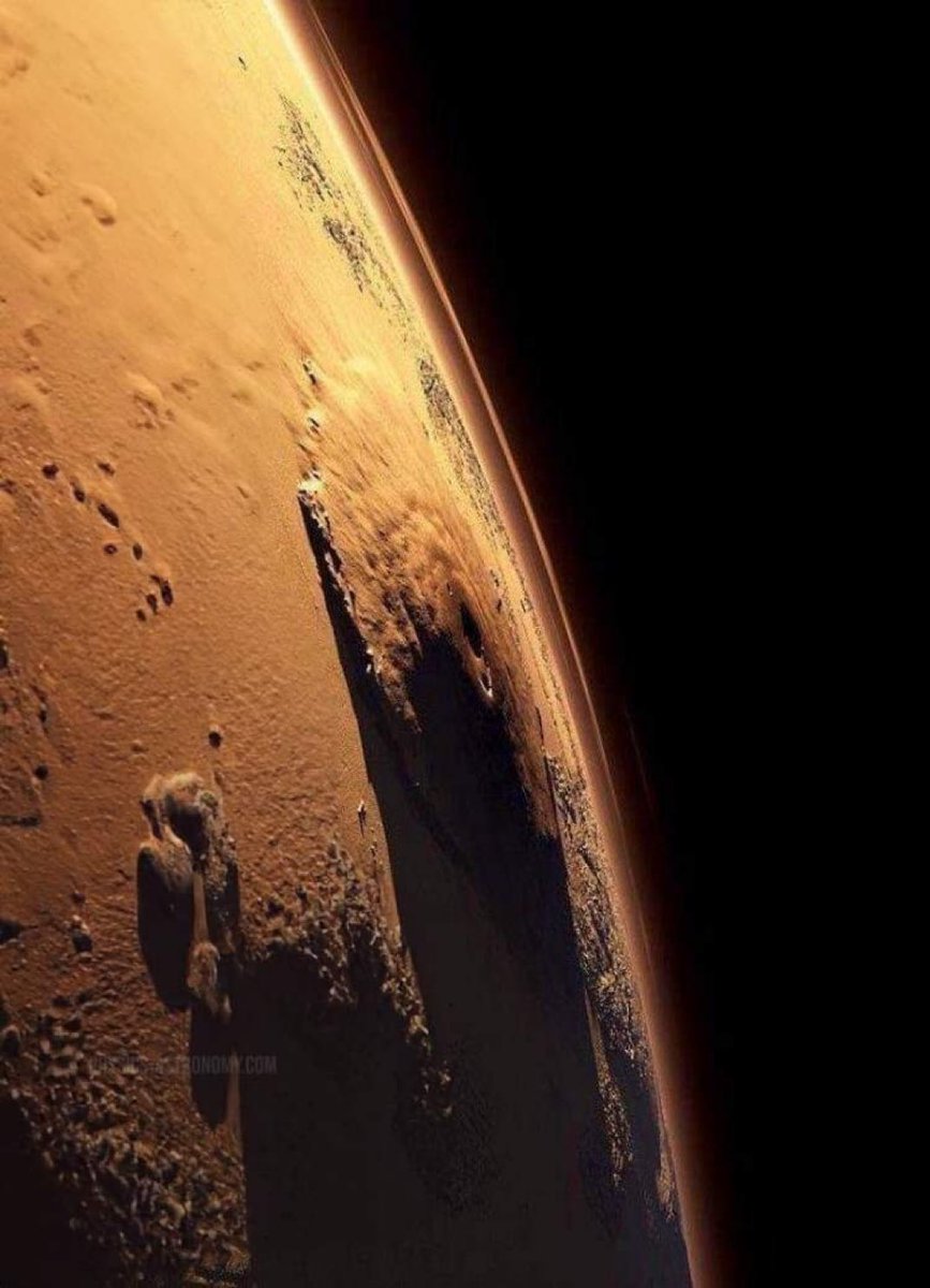 Tallest mountain in the Solar System. Olympus Mons on Mars.